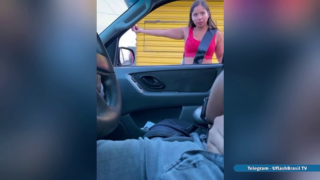 Flashing a latina teen while asking for directions