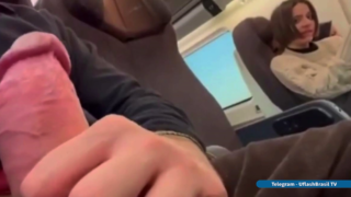 Train dick flashing leads to blowjob