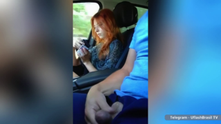 Uber flashing red head teen